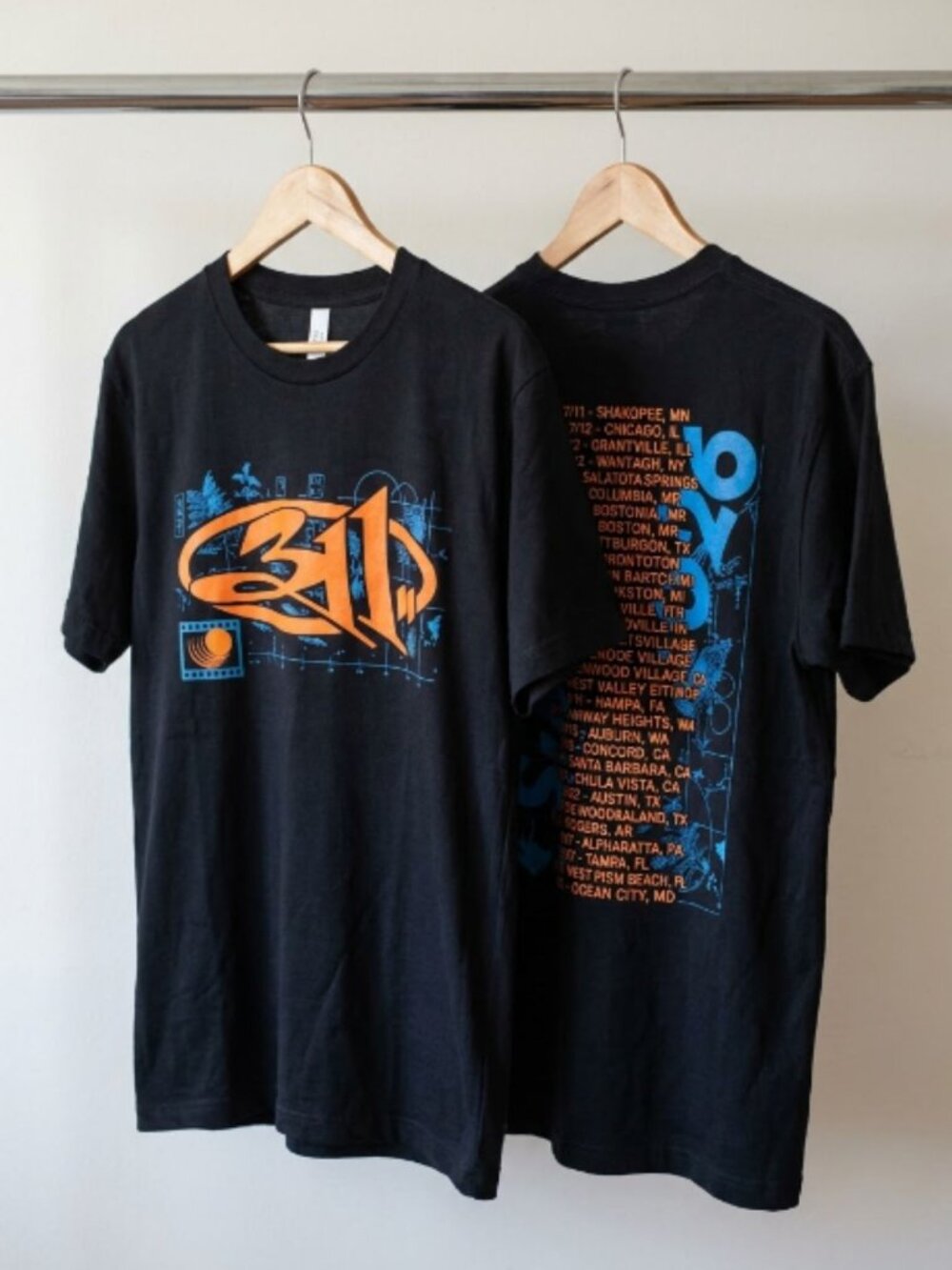 311 Band Summer Tour 2026 Grid Leaves Dates Two Sided T-Shirt Reprint